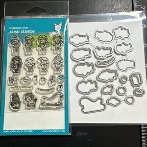 Lawn Fawn Tiny Winter Friends Clear Stamps & Coordinating Metal Dies Set